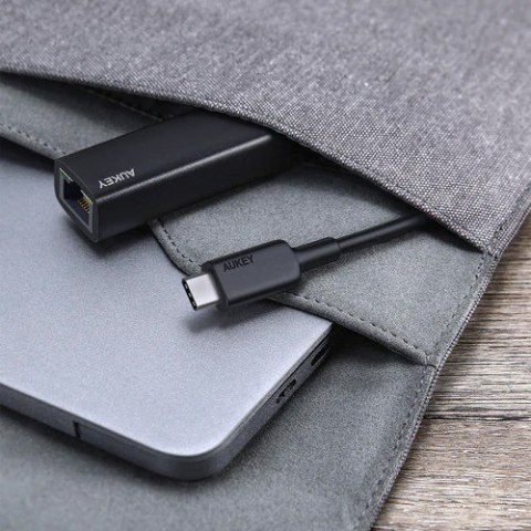 AUKEY CB-A30 aluminiowa karta sieciowa USB-C Gigabit 10/100/1000 Mbps RJ45 | 1 Gb/s | USB 3.0 Typ C | diody LED