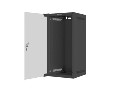 Szafa instalacyjna rack wisząca 10" 12U 280x310 czarna drzwi szklane Lanberg (Flat Pack)