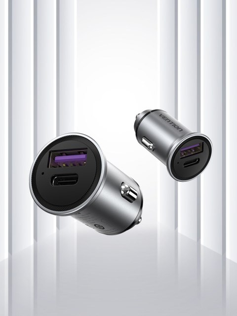 Ładowarka samochodowa Vention USB-A USB-C 30W PD