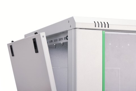 Szafa sieciowa wisząca DYNAmic 19" 9U rack 600x600, drzwi szyba, szary, niedzielona, złożona, 60kg