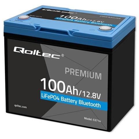 Qoltec Akumulator LiFePO4 Litowo-Żelazowo-Fosforanowy | 12.8V | 100Ah | 1280Wh | Bluetooth | BMS