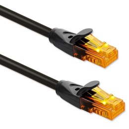 Qoltec Kabel patchcord UTP | kat.6 | 2 x RJ-45 | High speed 1Gb/s | Pozłacane styki | 25m | Czarny