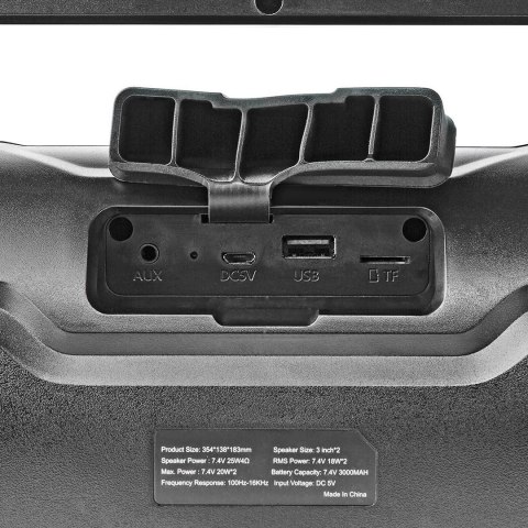 Głośnik Nedis Party Boombox 60W LED [60W/ 6Std Akku/ Bluetooth/ TWS/ LED]