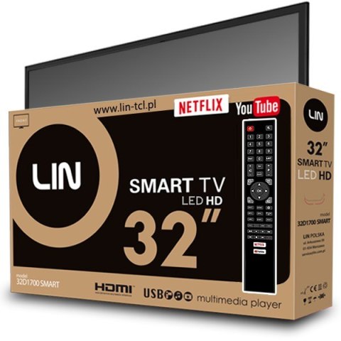 Telewizor TV 32" LIN 32D1700 SMART HD Ready DVB-T2 (WYPRZEDAŻ)