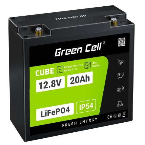 GREEN CELL AKUMULATOR LIFEPO4 CUBE 20AH 12V/12.8V 256WH LFPGC12V20AH