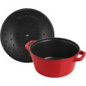 Zestaw 3 naczyń żeliwnych z pokrywką STAUB 40508-387-0 - czerwony 24 cm