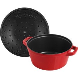 Zestaw 3 naczyń żeliwnych z pokrywką STAUB 40508-387-0 - czerwony 24 cm