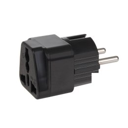 Adapter zasilania Maclean MCE155 gniazdo UK na wtyk EU uniwersalny, czarny