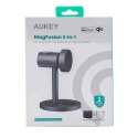 AUKEY MagFusion 3-IN-1 Fastcharger Telefon komórkowy Czarny USB Wewnętrzna