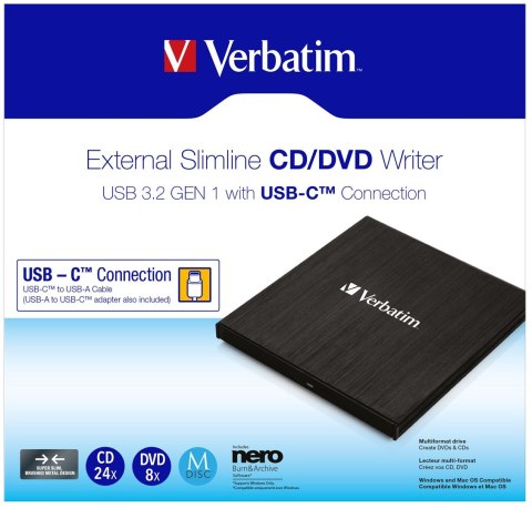Zewnętrzny napęd CD/DVD Verbatim EXTERNAL SLIMLINE