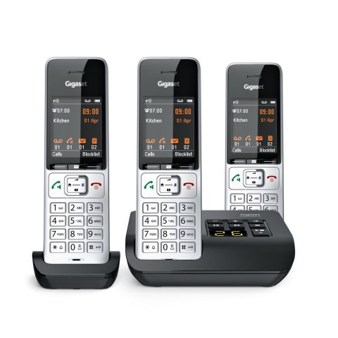 Telefon bezprzewodowy Gigaset 500A Comfort Trio - Automatyczna sekretarka - ECO DECT\GAP\CAT-iq - Srebrny + 2 dodatkowe słuchawk