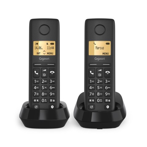 Gigaset PURE 100 duo Telefon analogowy/DECT Nazwa i identyfikacja dzwoniącego Czarny
