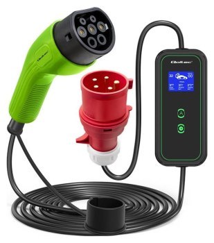 Qoltec Mobilna ładowarka do samochodów EV 2 w 1 typ2 | 7kW | 230V | CEE 5 PIN