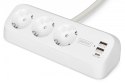 Digitus Listwa zasilająca biurkowa, 3 gniazda Schuko, 2x USB-A (2x 12W), 1x USB-C (30W) z zaciskiem na blat, kabel 1,5m, biała