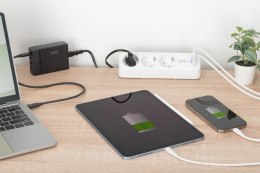 Digitus Listwa zasilająca biurkowa, 3 gniazda Schuko, 2x USB-A (2x 12W), 1x USB-C (30W) z zaciskiem na blat, kabel 1,5m, biała