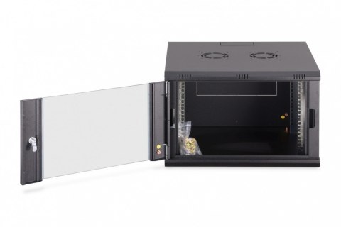 Digitus Szafa sieciowa wisząca Dynamic 19" 7U rack 385x600x600mm, drzwi szyba, czarna, niezłożona, 60kg