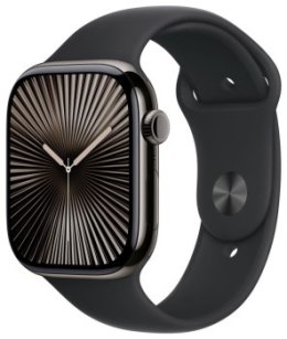 Apple Watch Series 10 GPS + Cellular, koperta 46 mm z tytanu w kolorze łupkowym z paskiem sportowym w kolorze czarnym - rozmiar 