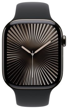 Apple Watch Series 10 GPS + Cellular, koperta 46 mm z tytanu w kolorze łupkowym z paskiem sportowym w kolorze czarnym - rozmiar 