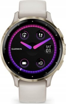 Garmin Venu 3S z czujnikiem tętna HRM Elevate Ox (jasnozłota ramka / jasnobeżowa koperta / jasnobeżowy pasek)