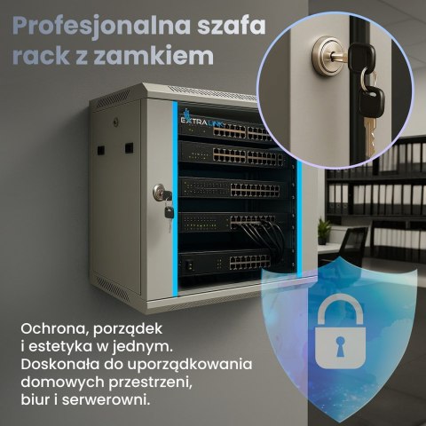 Extralink Szafa rack 6U 600x450 Szara montowana na ścianie