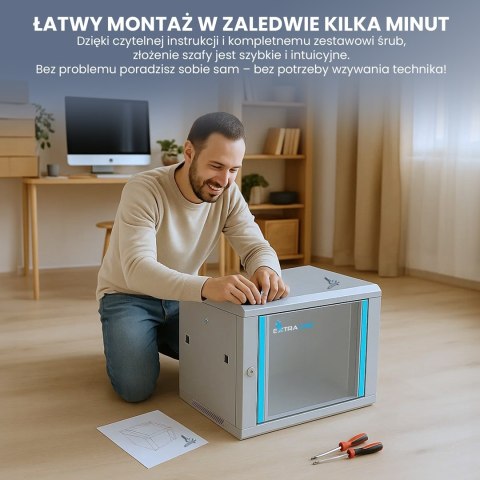 Extralink - szafka wisząca 19" 6U 600x450 Szara