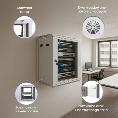 Extralink - szafka wisząca 19" 6U 600x450 Szara