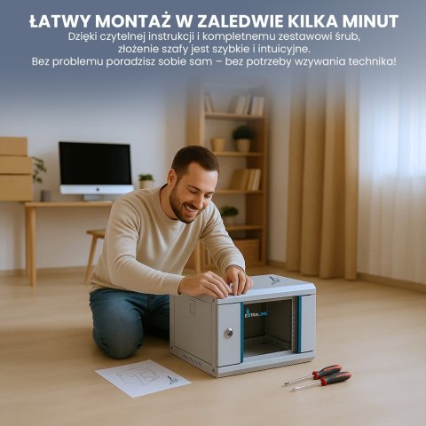 EXTRALINK SZAFA RACK WISZĄCA 6U 10" SZARA