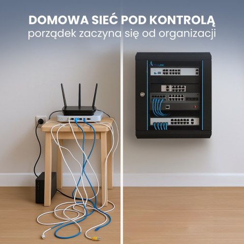 Szafa rack Extralink 6U 600x450 Czarna montowana na ścianie