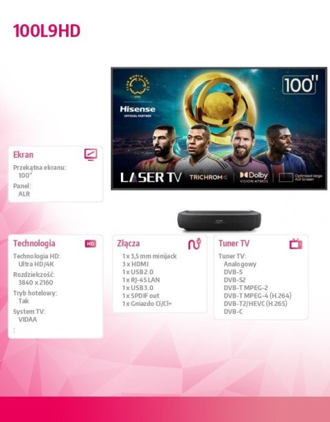 Hisense Telewizor Laser TV 100 cali 100L9HD
