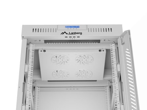 LANBERG SZAFA RACK STOJĄCA 19" 15U 600X600 SZARA DRZWI SZKLANE LCD V2 (FLAT PACK)