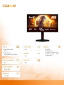 AOC Monitor 25G4KUR 24.5 cala IPS 420Hz HDMIx2 DP Pivot