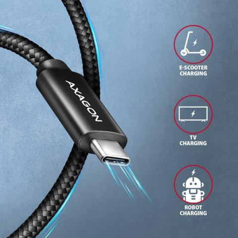 AXAGON BUCM4X-CM05AB Kabel USB-C - USB-C, USB4 Gen 3x2 0.5m, PD 240W, 8K HD, ALU, oplot Czarny