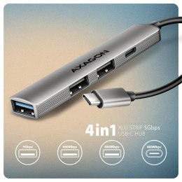 AXAGON HUE-STC HUB 4-portowy 1x USB-A 5Gbps, 2x USB2.0 + 1x USB-C 2.0, 12cm kabel USB-C