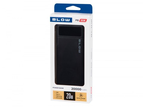 BLOW PowerBank PB20E QC+PD 20W 20000mAh+lightning Czarny