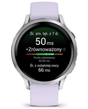 Garmin Venu 4 41mm Silver z silikonowym paskiem w kolorze Periwinkle