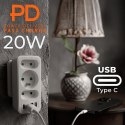 MACLEAN GNIAZDKO PRĄDOWE X3 + 4XUSB, ROZGAŁĘŹNIK Z 3 GNIAZDAMI, 2XUSB A, 2XUSB C PD 20W, 1X16A + 2X6A MCE248 F/W
