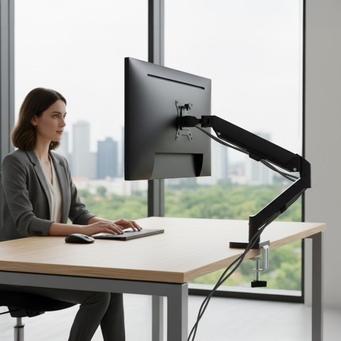 MACLEAN UCHWYT NA MONITOR, SPRĘŻYNA GAZOWA, 17"-32", 2-10KG, BLACK MC-133