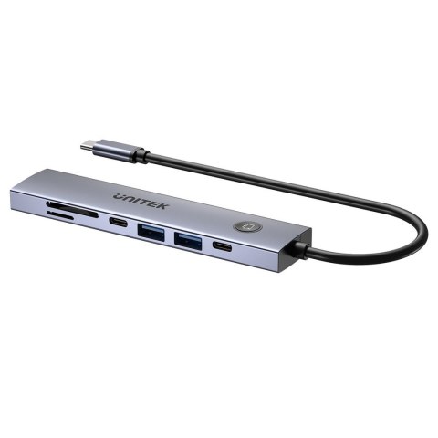 UNITEK HUB USB-C 7W1 PD 100W HDMI 2.0 Z PRZYCISKIEM ON/OFF