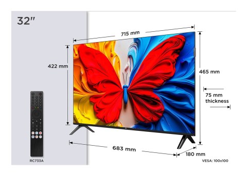 Telewizor TCL QLED | Zobacz materiał 32S5K | 32 | Telewizor Smart TV | Telewizor z platformą Android | Rozdzielczość FHD | Czarn