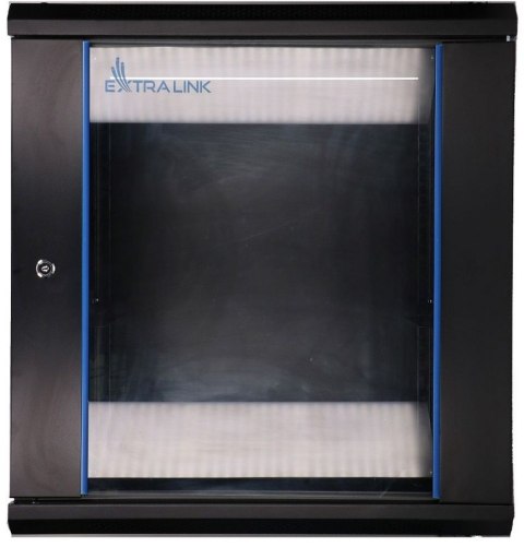 Szafka wisząca rack 12U 600x600 czarna szklane drzwi