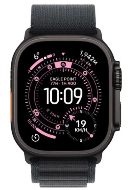 Apple Watch Ultra 3 GPS + Cellular, koperta 49 mm z tytanu w kolorze czarnym, opaska Alpine w kolorze czarnym - rozmiar S