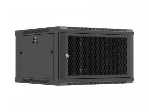 Lanberg Szafa instalacyjna rack wisząca 19 cali 6U 600x600 czarna drzwi perforowane (flat pack)