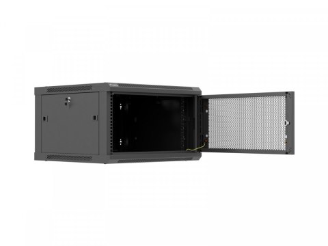 Lanberg Szafa instalacyjna rack wisząca 19 cali 6U 600x600 czarna drzwi perforowane (flat pack)