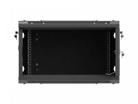 Lanberg Szafa instalacyjna rack wisząca 19 cali 6U 600x600 czarna drzwi perforowane (flat pack)