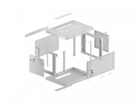Lanberg Szafa instalacyjna rack wisząca 19 cali 6U 600x600 szara drzwi perforowane (flat pack)