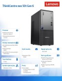 Lenovo Komputer ThinkCentre Neo 50t G6 TOWER 13BD003GPB W11Pro Ultra 7 265/16GB/512GB/RTX 3050 6GB/BLACK/DVD/3YRS OS + 1YR CI