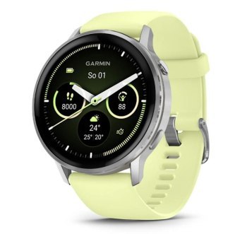 Garmin Venu 4 45mm Silver z silikonowym paskiem w kolorze Citron