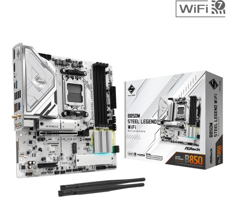 ASRock Płyta główna B850M STEEL LEGEND WIFI AM5 4DDR5 HDMI/DP mATX