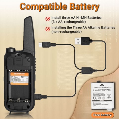 Krótkofalówka Baofeng BF-T25E pomarańczowa, 2 sztuki (WYPRZEDAŻ)