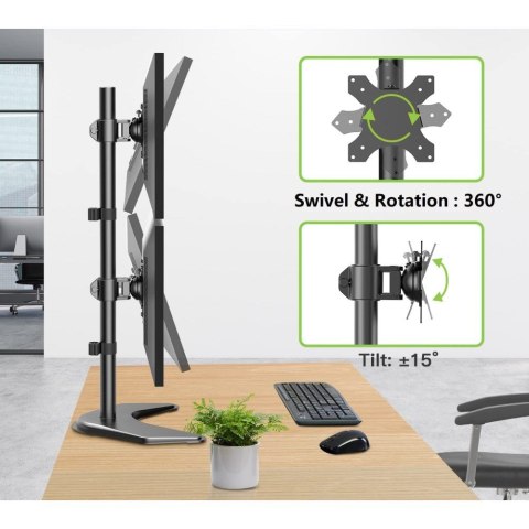 TECHLY PODSTAWA POD 2 MONITORY 13-27" LCD 10KG BIURKOWA PIONOWA